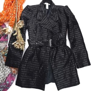 Candies Elegant Black Diamond Patterned Women's Coat Sz M